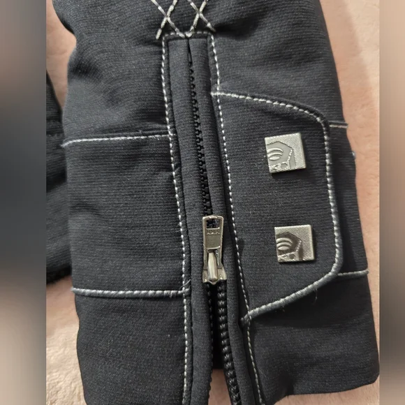 Mountain Hardwear Soft Shell Utility Moto Hooded Bomber jacket Coat black cozy S - Picture 11 of 15